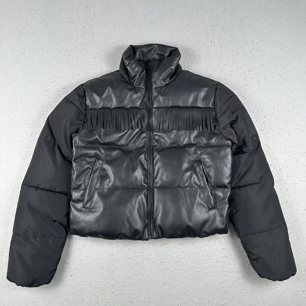 Stella McCartney Quilted Puffer Jacket Kids 12 Years Black Fringe‎ Insulated